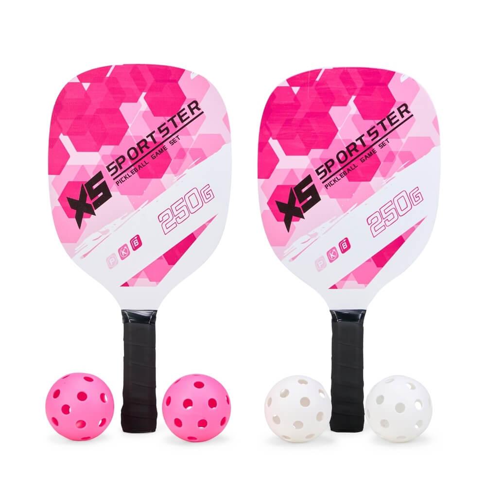 Kit Pickleball 6 Peças DV1309 na cor Rosa, brinde personalizado Sky Brindes