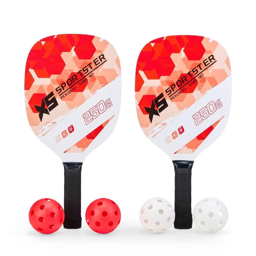Kit Pickleball 6 Peças DV1309 na cor Vermelho, brinde personalizado Sky Brindes