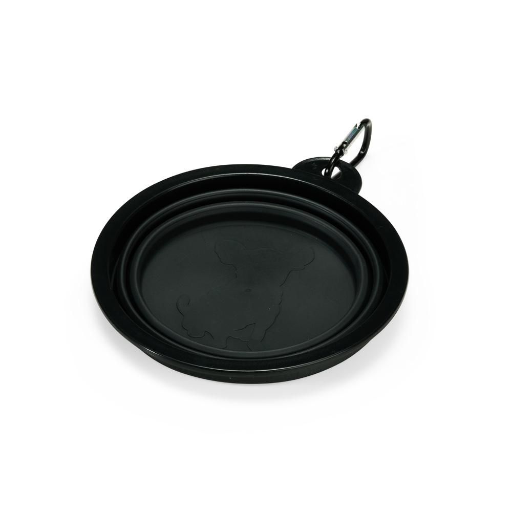 Tigela para pet retrátil 350ml DV1327 na cor Preto, brinde personalizado Sky Brindes