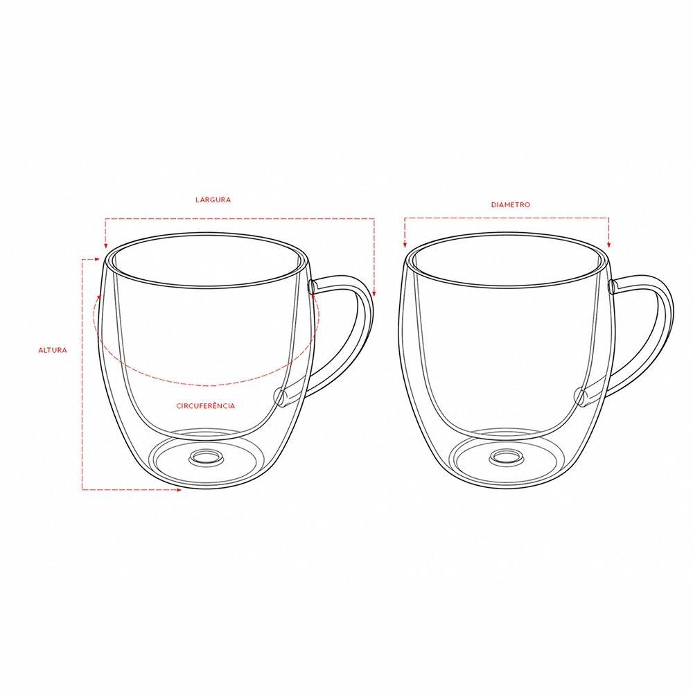 Xícara de vidro parede dupla 160ml DV1329 na cor Transparente, brinde personalizado Sky Brindes