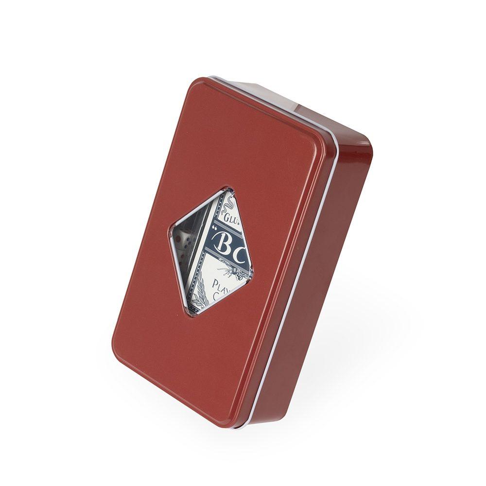 Kit poker com 100 fichas DV1331 na cor Vermelho e inox, brinde personalizado Sky Brindes