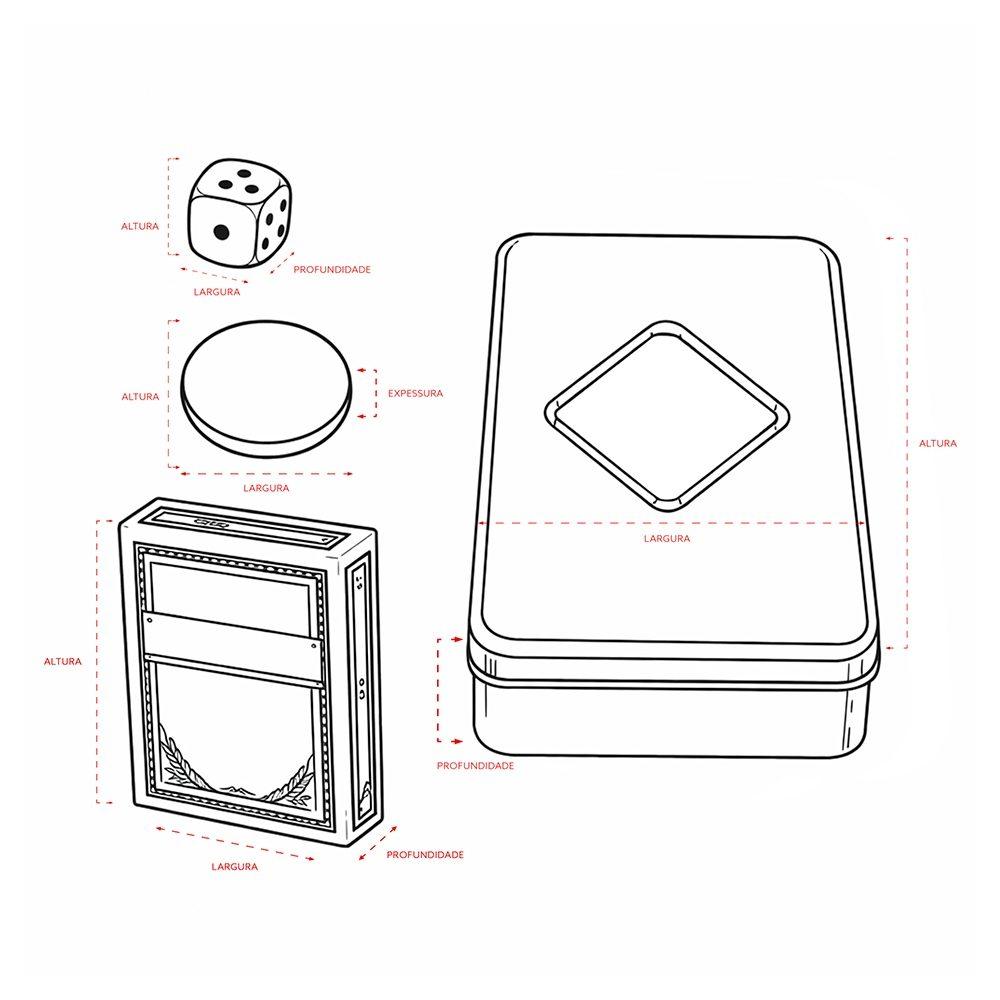 Kit poker com 100 fichas DV1331 na cor Vermelho e inox, brinde personalizado Sky Brindes