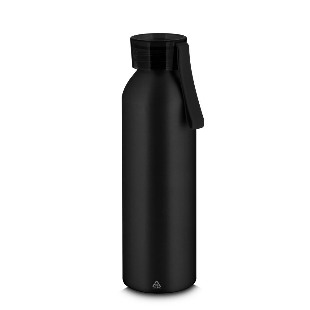 Garrafa em Alumínio de 600ml GA1675 na cor Preto, brinde personalizado Sky Brindes