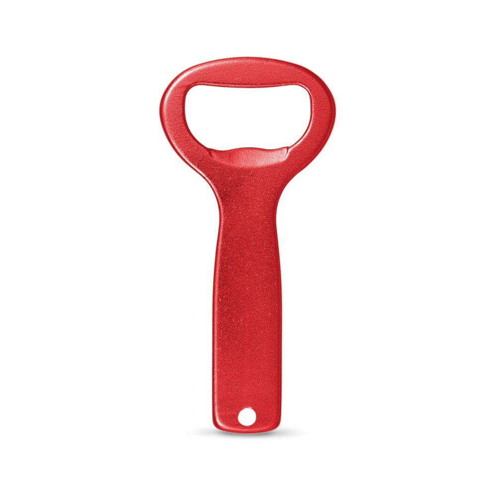 Abridor de garrafas em alumínio GA1682 na cor Vermelho, brinde personalizado Sky Brindes