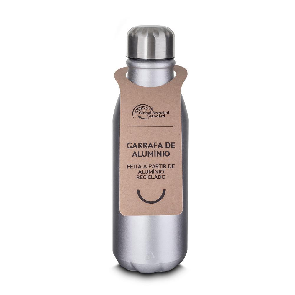 Garrafa em Alumínio de 550ml GA1685 na cor Prata, brinde personalizado Sky Brindes