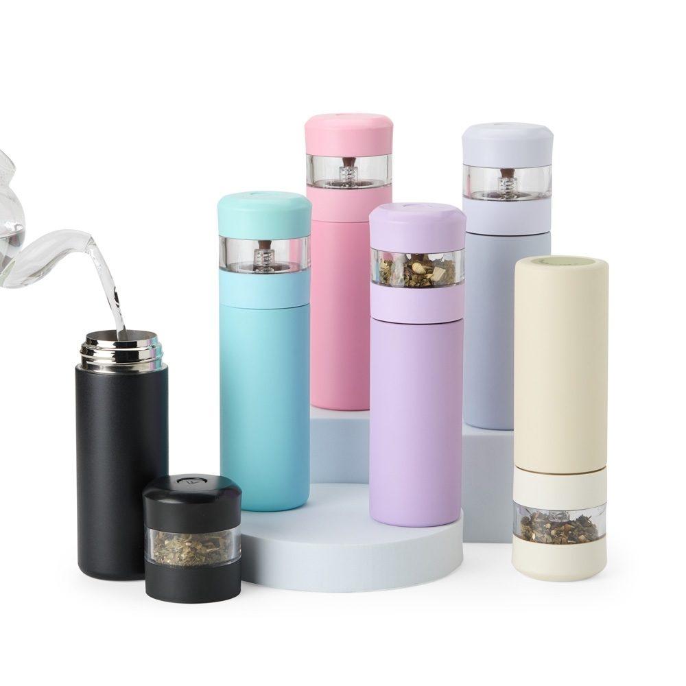 Garrafa Térmica 350ml GA1700 na cor Cinza, brinde personalizado Sky Brindes
