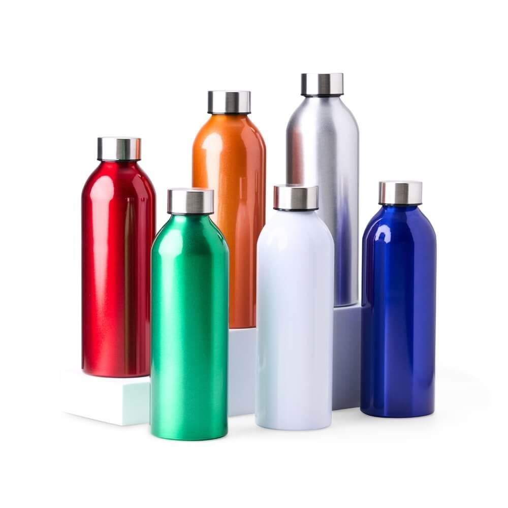 Garrafa Alumínio 800ml GA1803 na cor Prata, brinde personalizado Sky Brindes