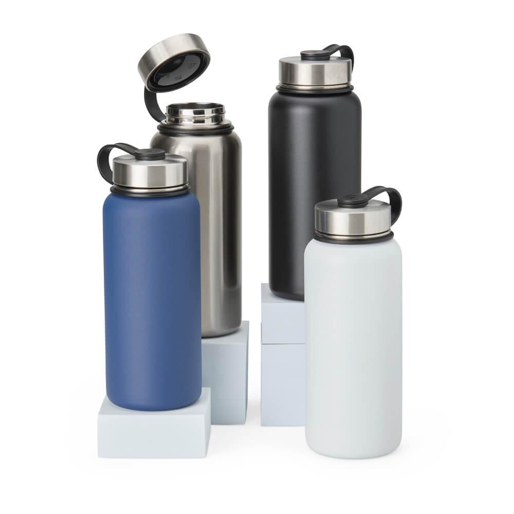 Garrafa Térmica Inox 950ml GA1826 na cor Preto, brinde personalizado Sky Brindes
