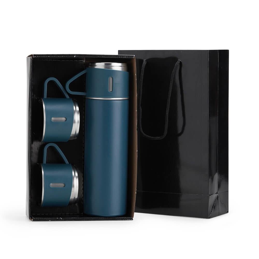 Kit Garrafa Térmica 450ml GA1828 na cor Azul, brinde personalizado Sky Brindes