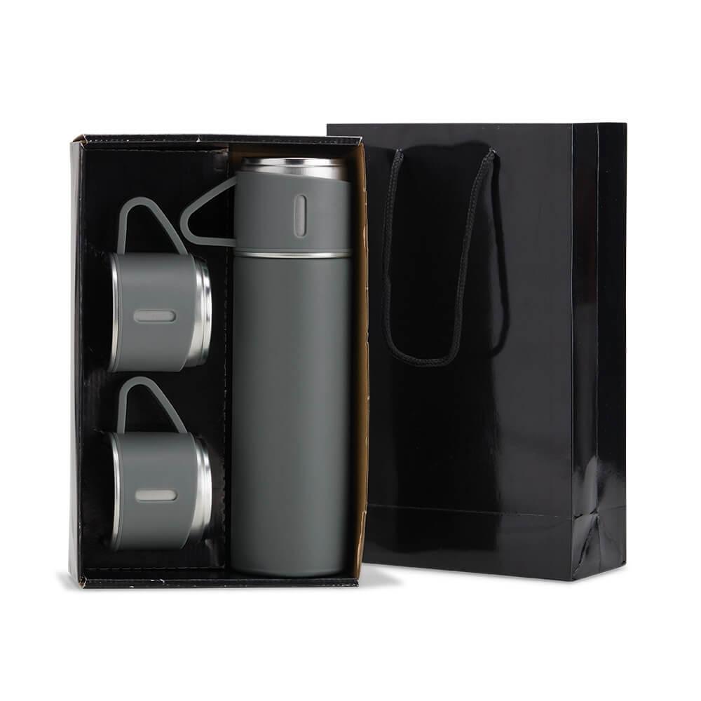 Kit Garrafa Térmica 450ml GA1828 na cor Cinza, brinde personalizado Sky Brindes
