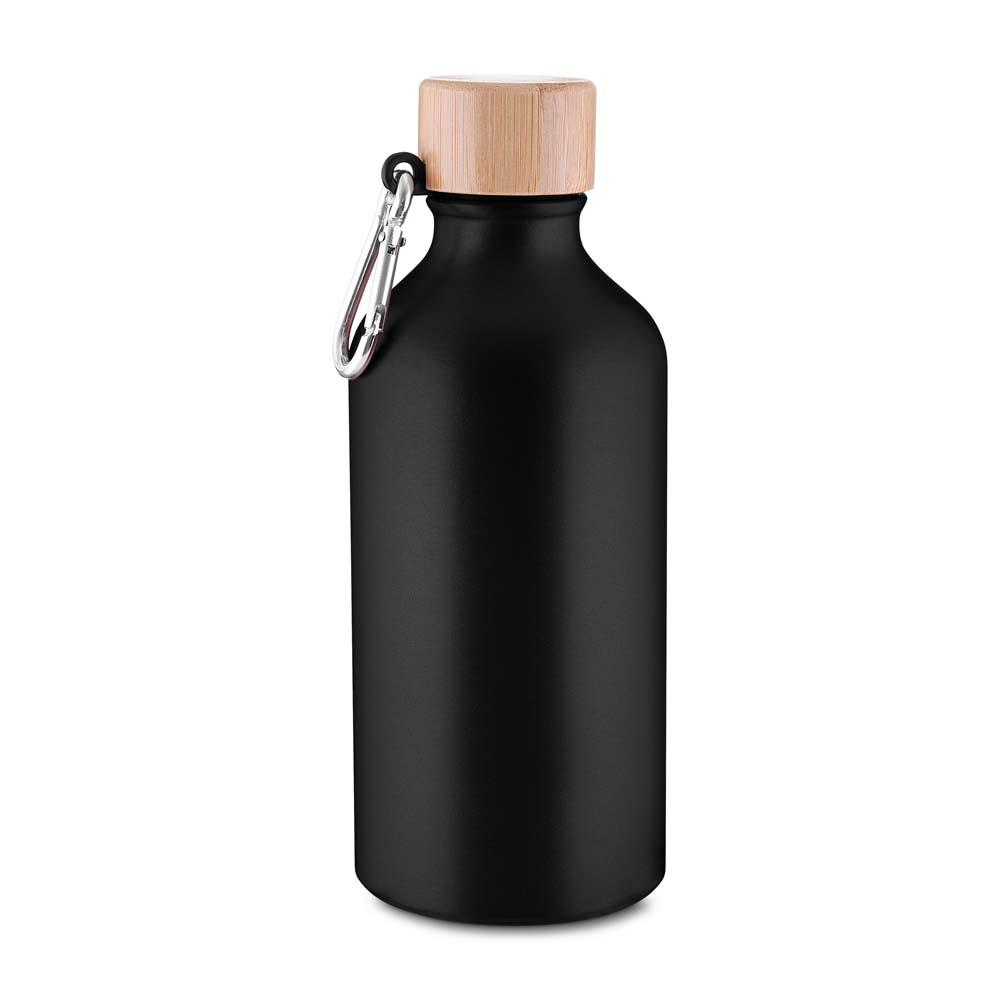 Garrafa Alumínio 550ml GA1855 na cor Preto, brinde personalizado Sky Brindes