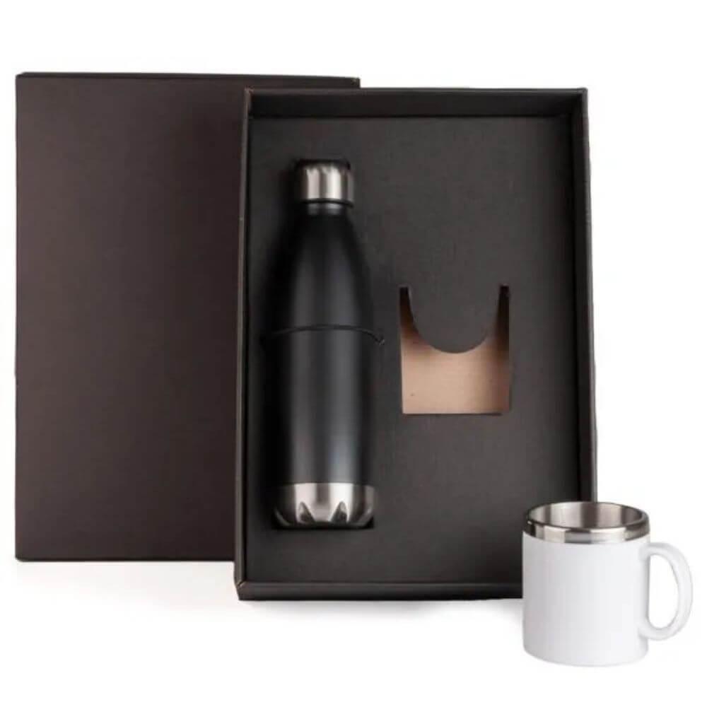 Kit Garrafa 2 Peças GA1858 na cor Preto, brinde personalizado Sky Brindes
