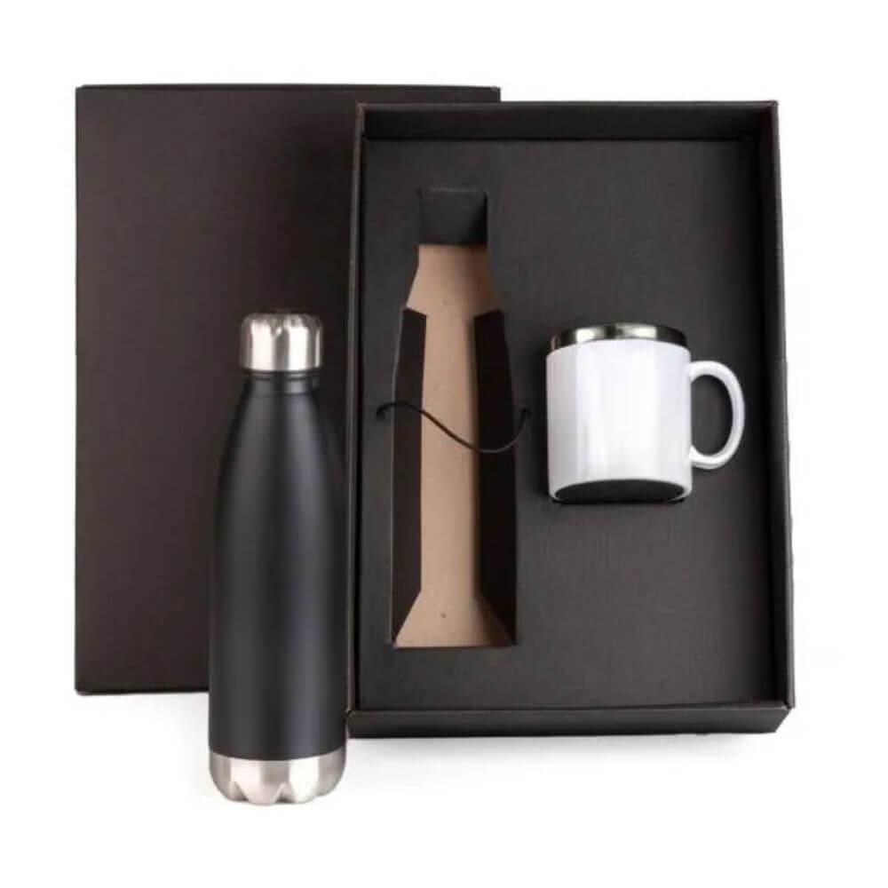 Kit Garrafa 2 Peças GA1858 na cor Preto, brinde personalizado Sky Brindes