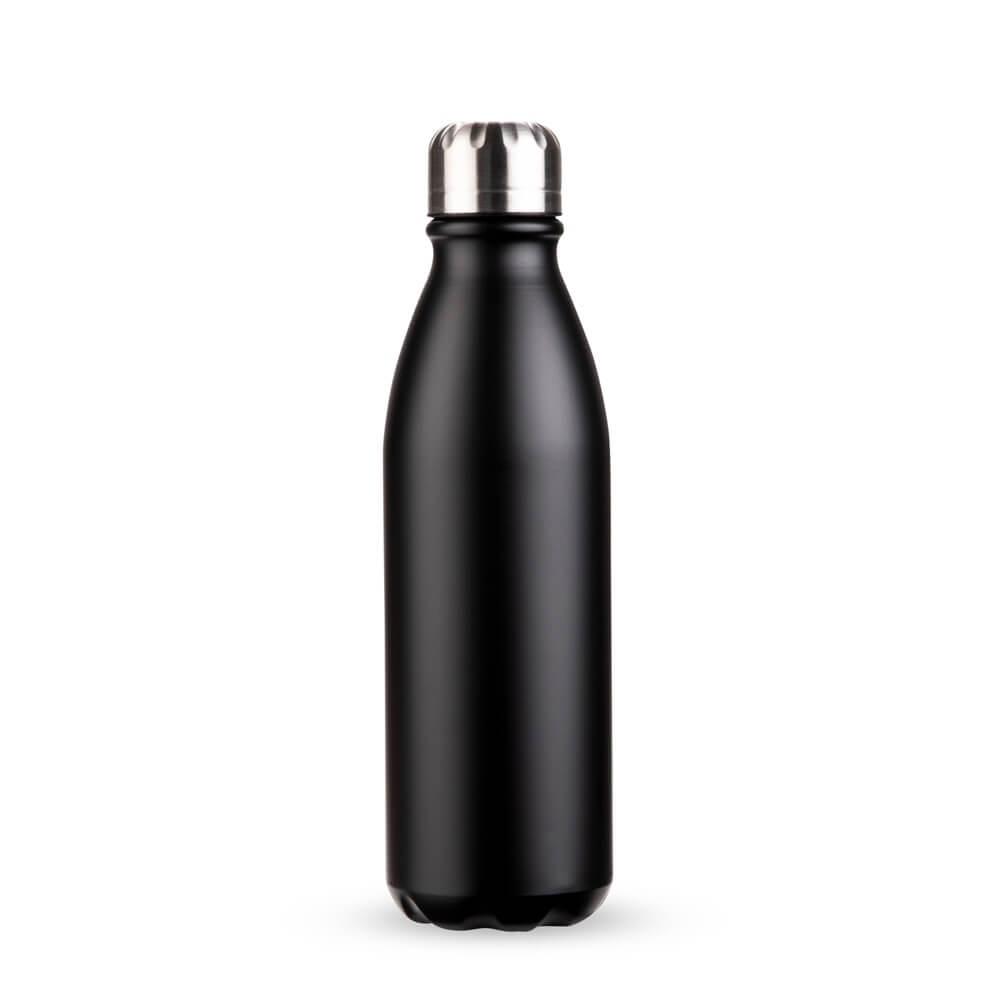 Garrafa Alumínio 750ml GA1886 na cor Preto, brinde personalizado Sky Brindes