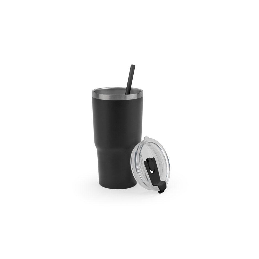 Copo de Viagem 600ml GA1893 na cor Preto, brinde personalizado Sky Brindes