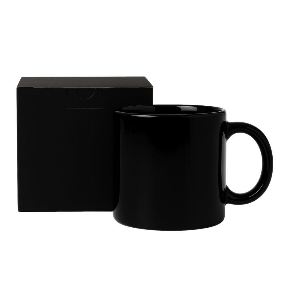 Caneca Cerâmica 270ml GO1418 na cor Preto, brinde personalizado Sky Brindes
