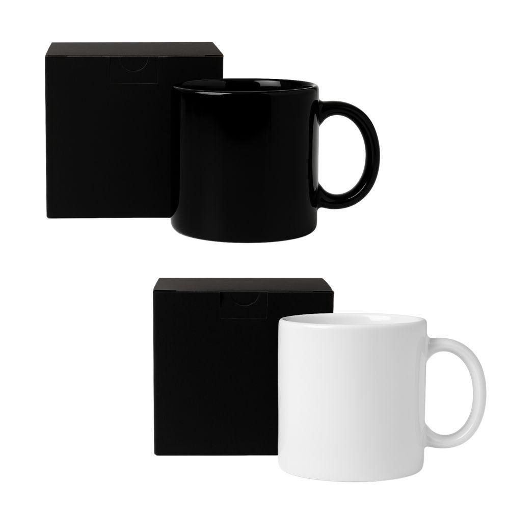 Caneca Cerâmica 270ml GO1418 na cor Preto, brinde personalizado Sky Brindes