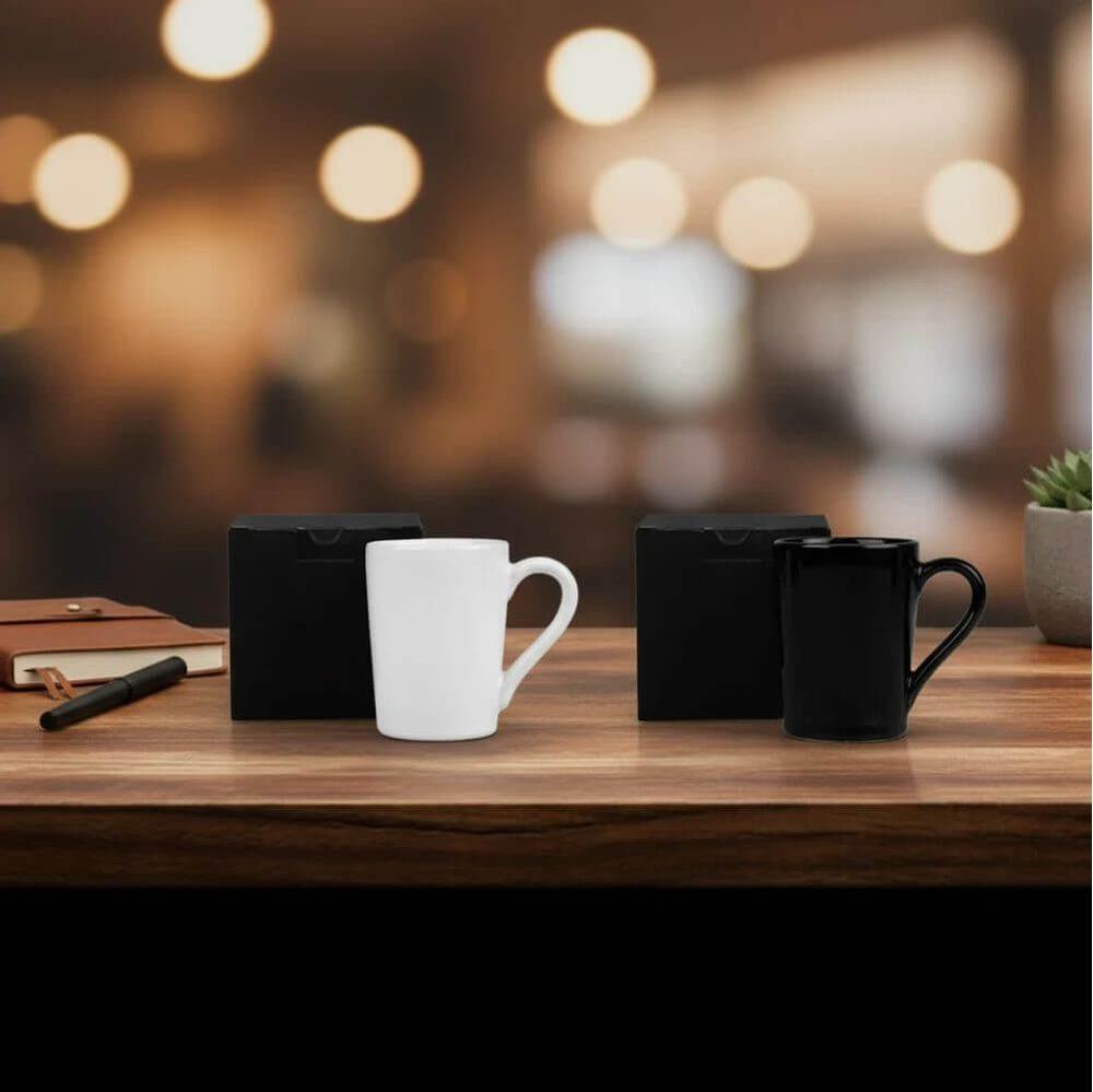 Caneca Cerâmica 230ml GO1424 na cor Branco, brinde personalizado Sky Brindes