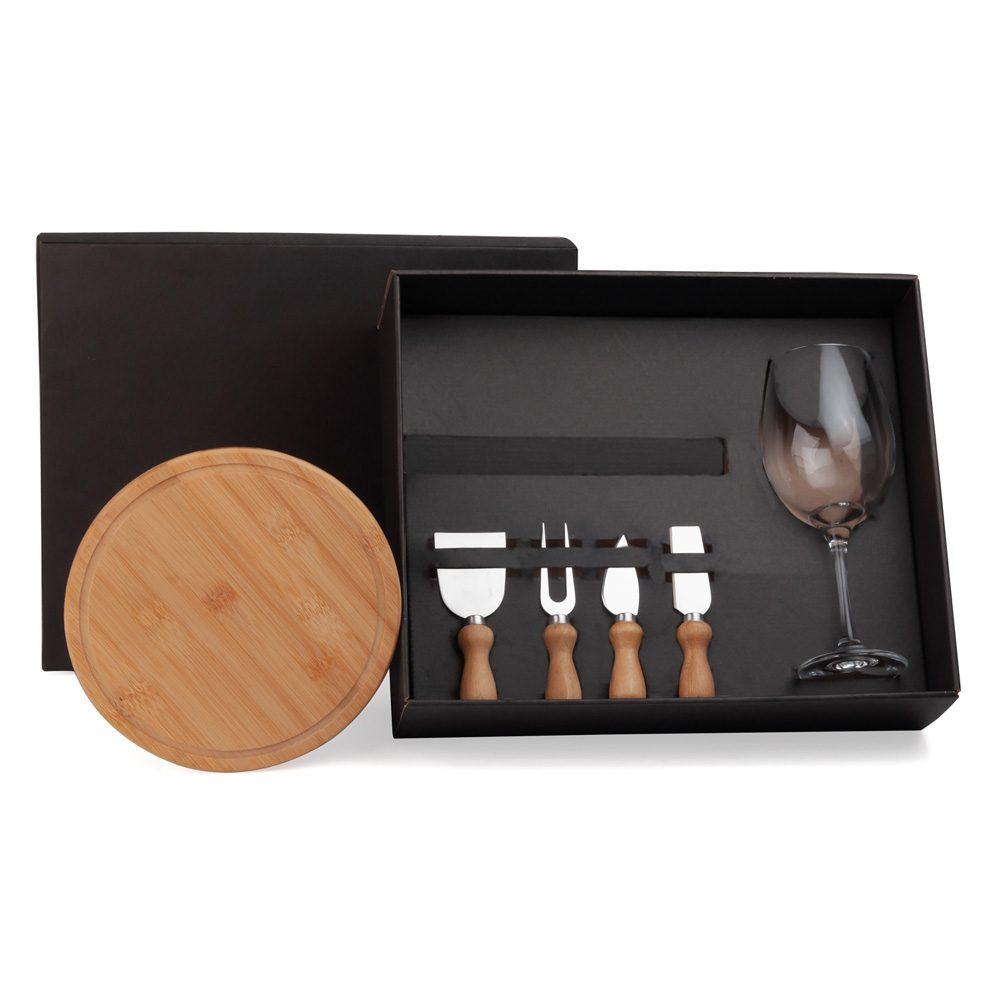Conjunto de Taça, Tábua e Utensilios GO1444 na cor Único, brinde personalizado Sky Brindes