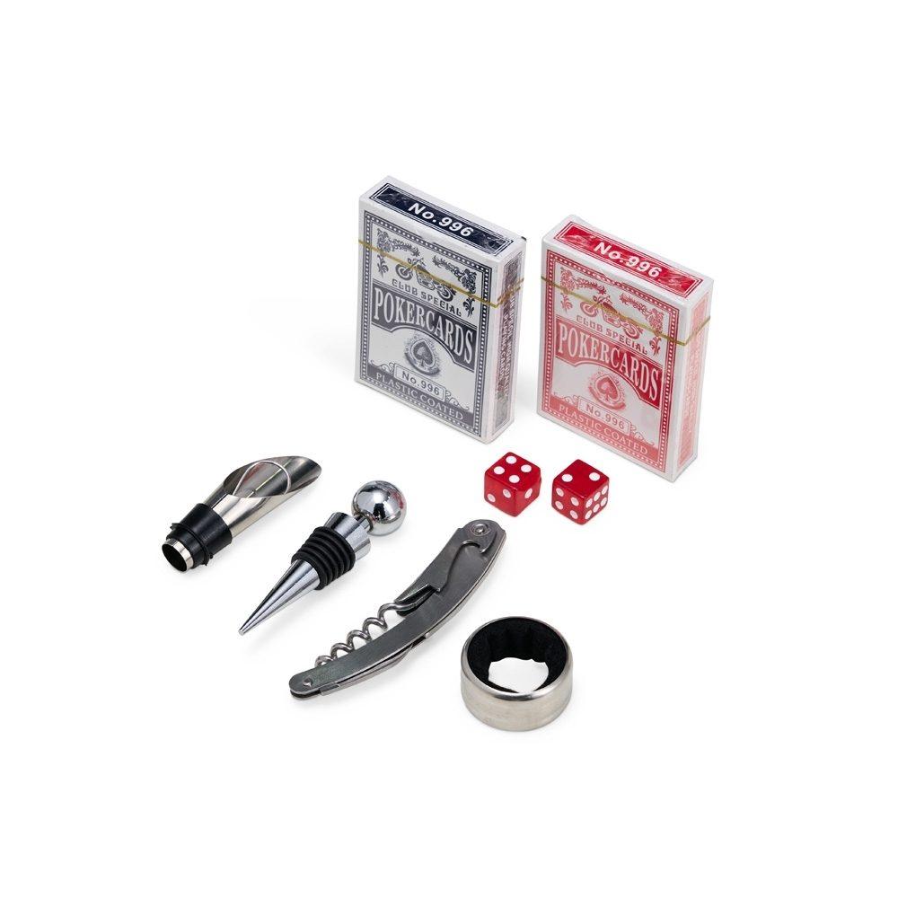 Kit Vinho com Jogo de Baralho GO1447 na cor Preto, brinde personalizado Sky Brindes