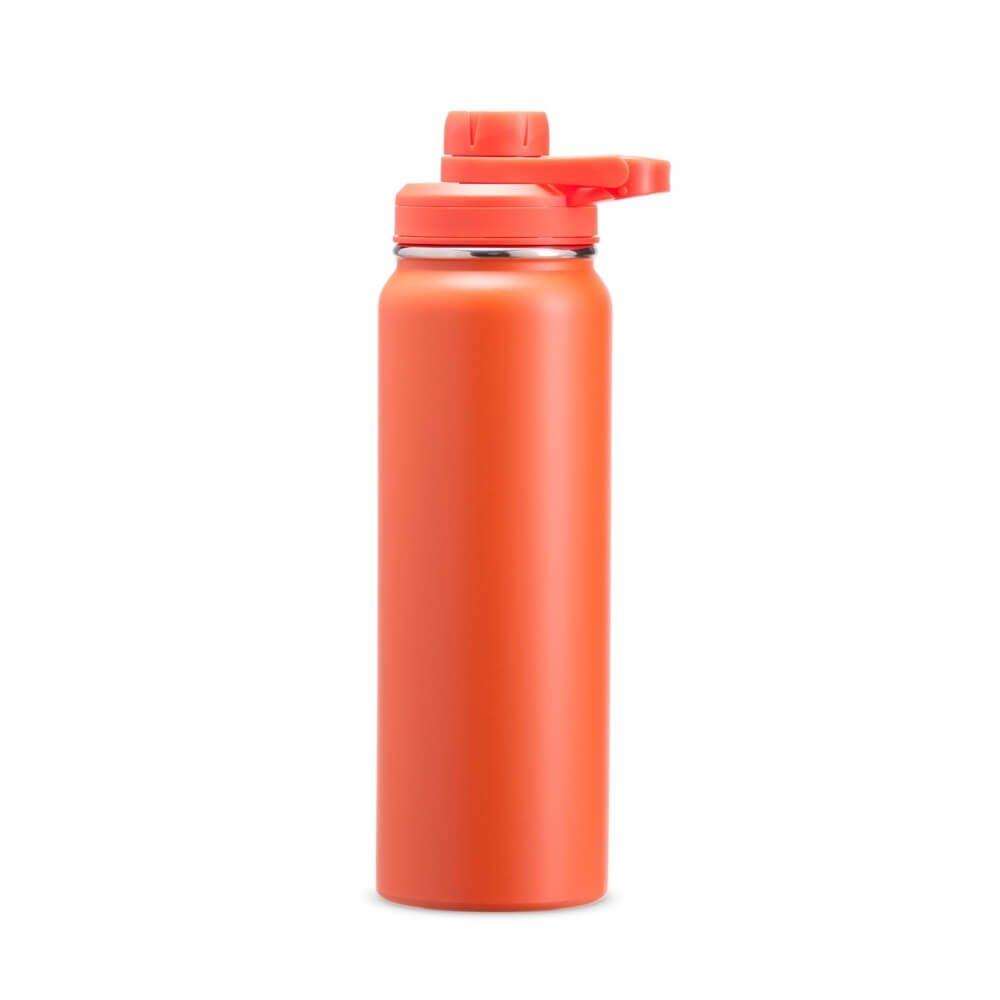 Garrafa Térmica Inox 850ml GO1449 na cor Laranja, brinde personalizado Sky Brindes