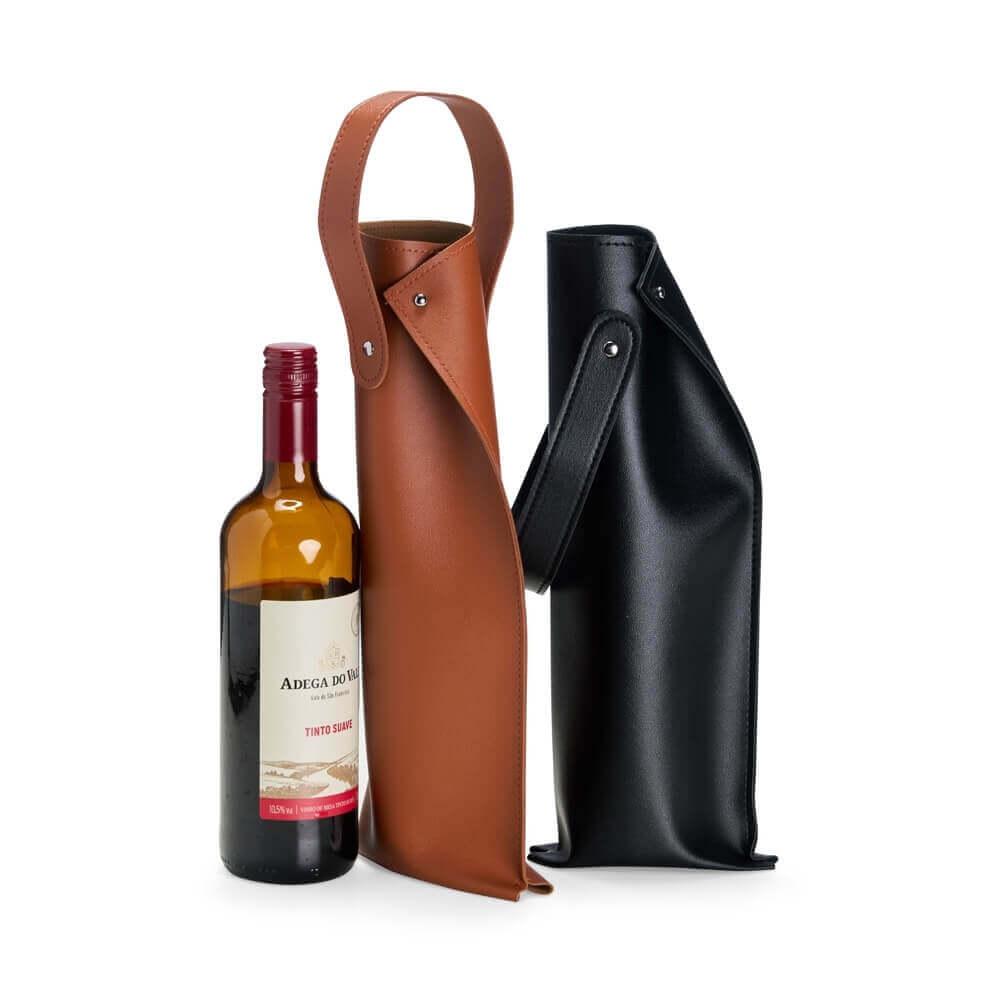 Porta Garrafa de Vinho GO1457 na cor Preto, brinde personalizado Sky Brindes