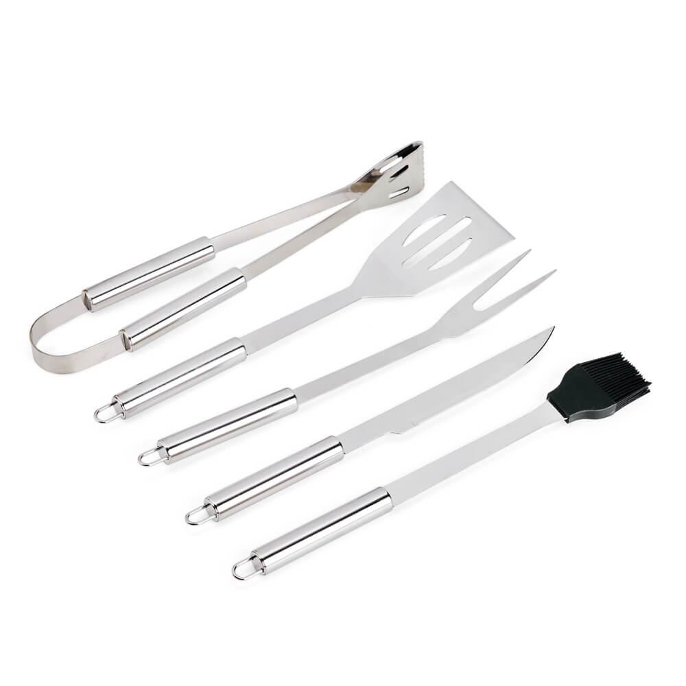 Kit Churrasco 5 Peças GO1462 na cor Preto, brinde personalizado Sky Brindes
