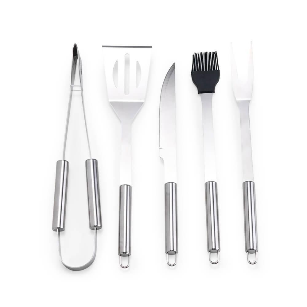 Kit Churrasco 5 Peças GO1462 na cor Preto, brinde personalizado Sky Brindes