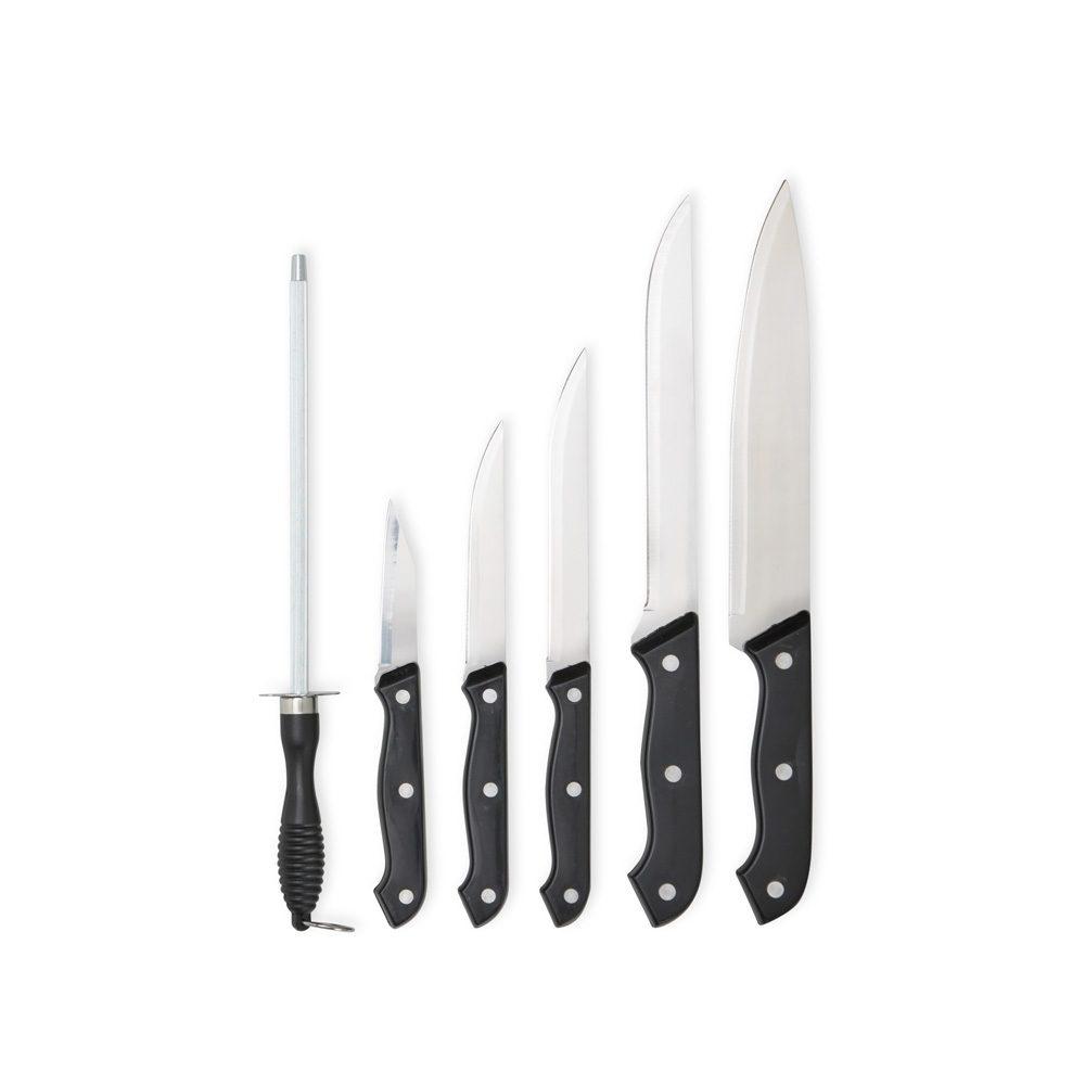 Kit Churrasco 7 Peças GO1463 na cor Preto, brinde personalizado Sky Brindes