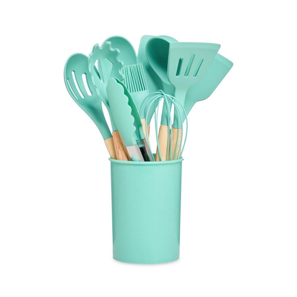 Kit Utensílios 12 Peças GO1464 na cor Verde, brinde personalizado Sky Brindes