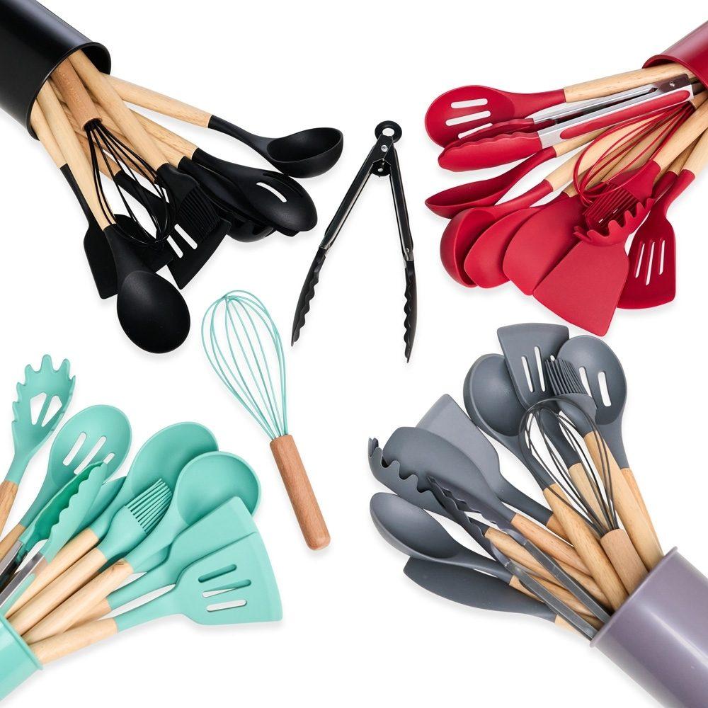 Kit Utensílios 12 Peças GO1464 na cor Vermelho, brinde personalizado Sky Brindes