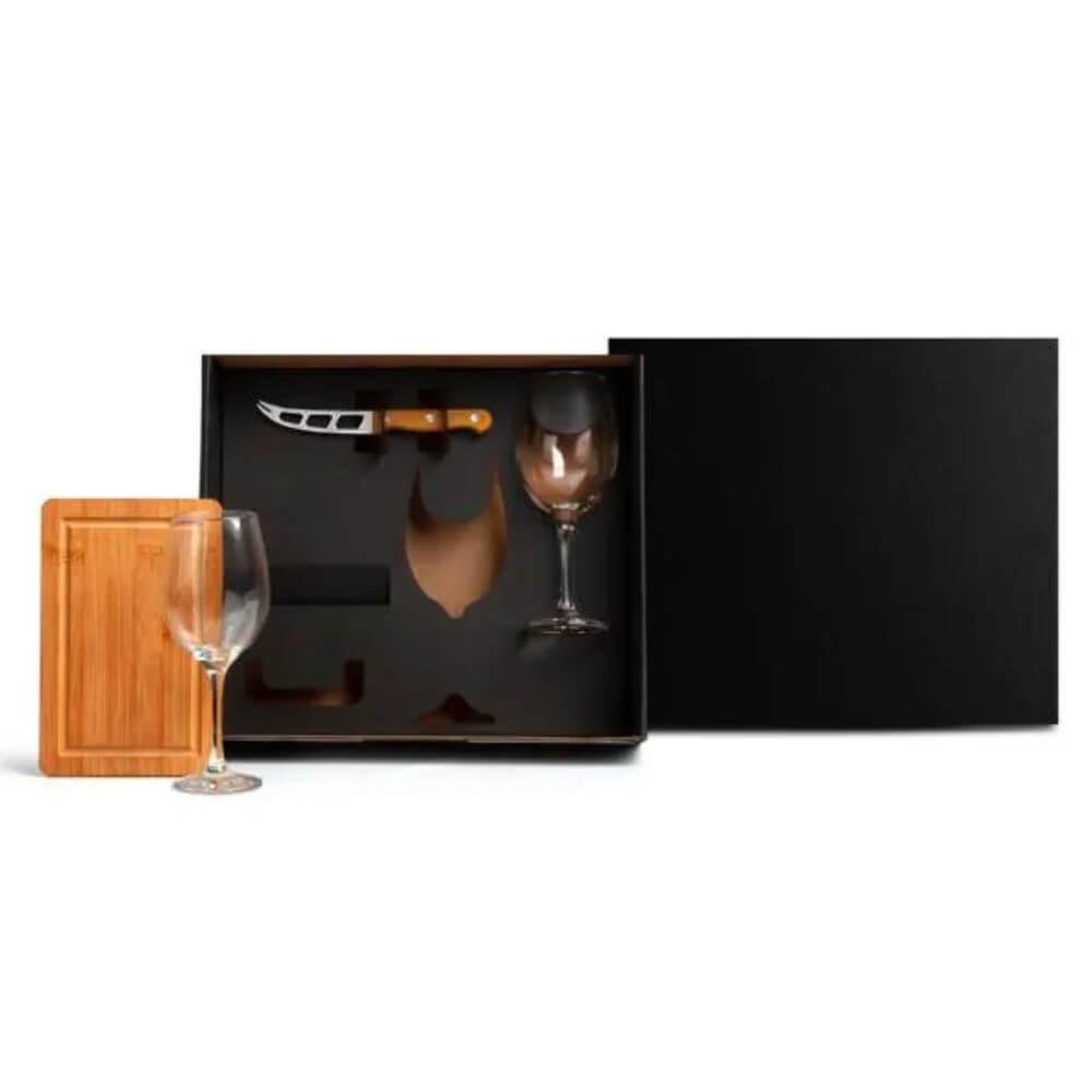 Kit Queijo e Vinho 4 Peças GO1466 na cor Único, brinde personalizado Sky Brindes