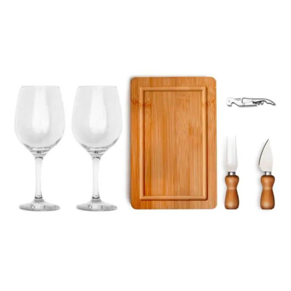 Kit Queijo e Vinho 6 Peças GO1468 na cor Único, brinde personalizado Sky Brindes