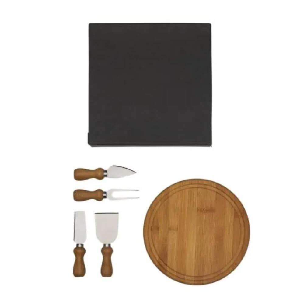 Kit Queijo em Bambu 5 Peças GO1470 na cor Único, brinde personalizado Sky Brindes