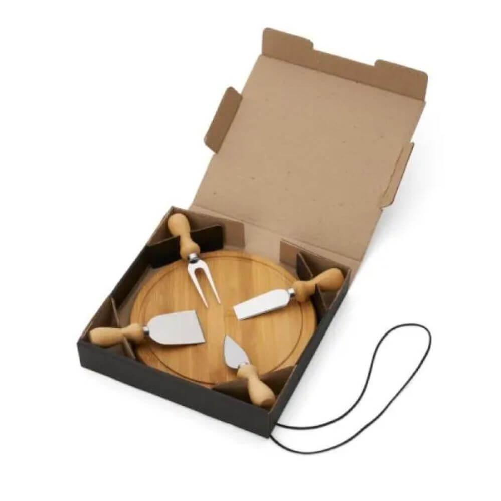 Kit Queijo em Bambu 5 Peças GO1470 na cor Único, brinde personalizado Sky Brindes