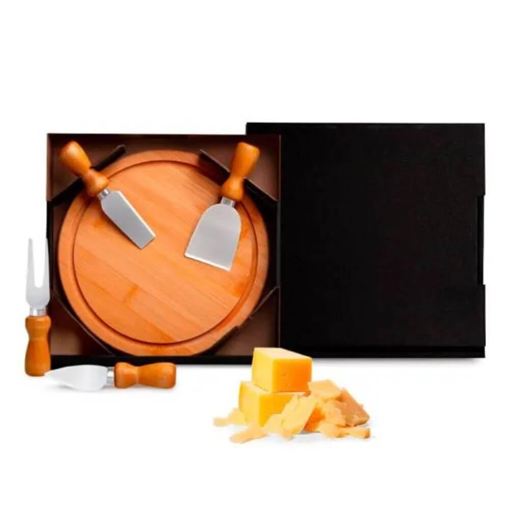 Kit Queijo em Bambu 5 Peças GO1470 na cor Único, brinde personalizado Sky Brindes
