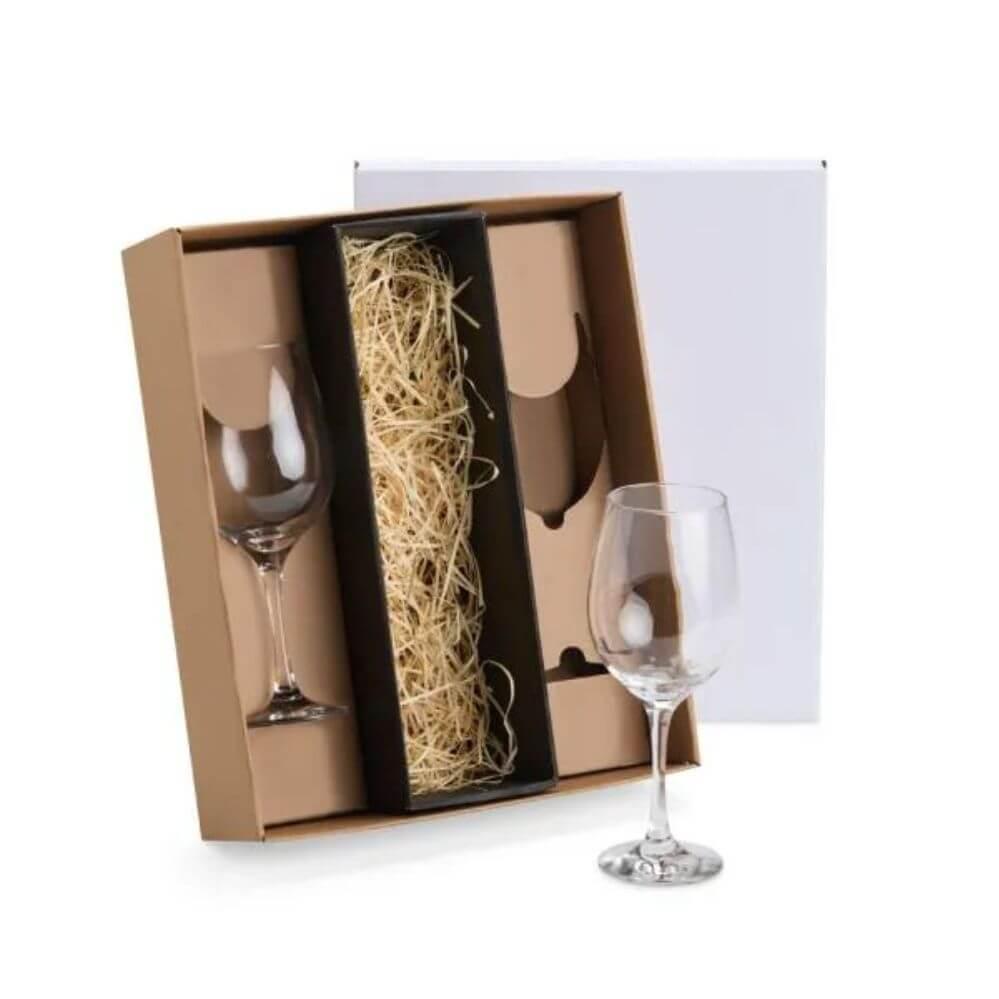 Jogo Taças de Vidro 490ml GO1473 na cor Branco, brinde personalizado Sky Brindes