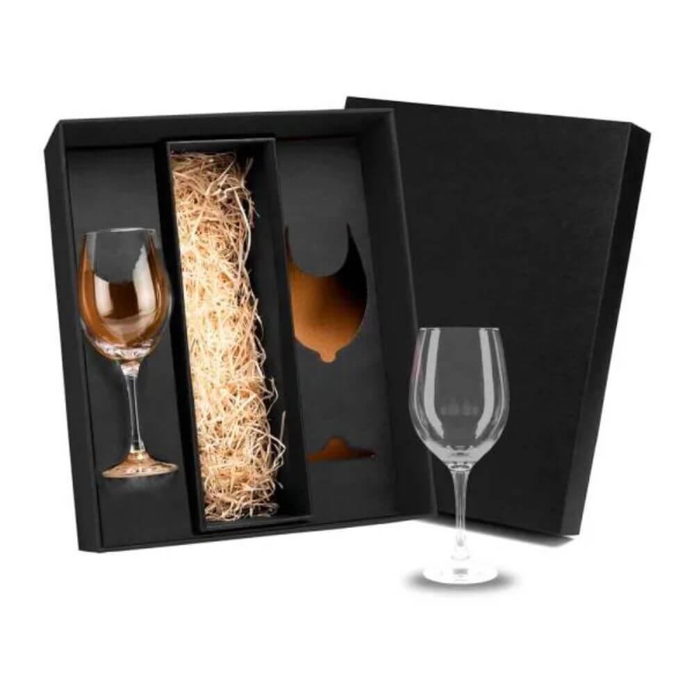 Jogo Taças de Vidro 490ml GO1473 na cor Preto, brinde personalizado Sky Brindes