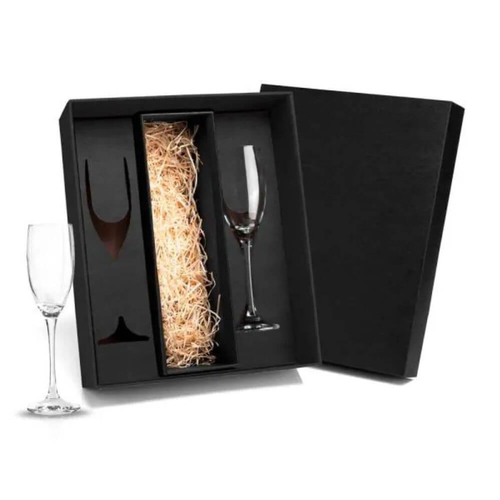 Jogo Taças de Vidro 190ml GO1478 na cor Preto, brinde personalizado Sky Brindes