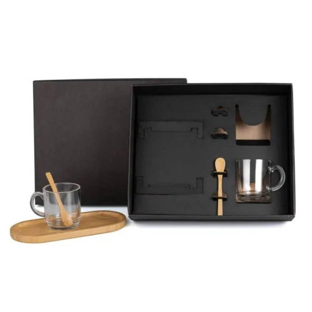 Kit para Café 5 Peças GO1480 na cor Preto, brinde personalizado Sky Brindes