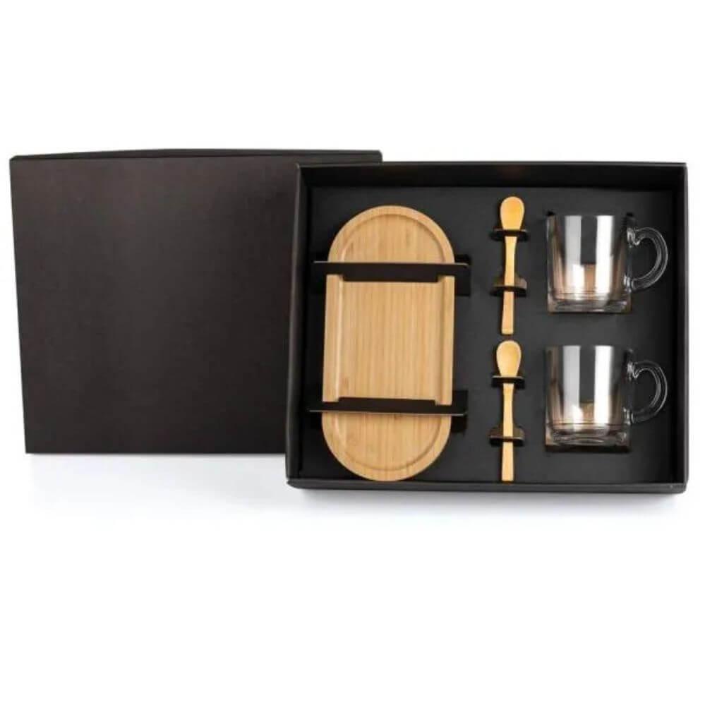 Kit para Café 5 Peças GO1480 na cor Preto, brinde personalizado Sky Brindes