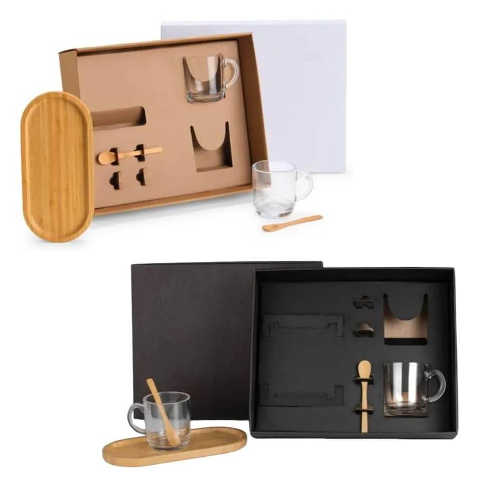 Kit para Café 5 Peças GO1480 na cor Preto, brinde personalizado Sky Brindes
