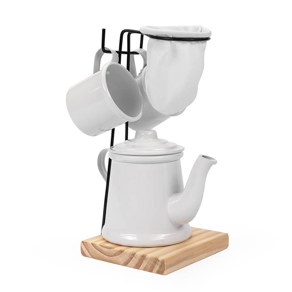 Kit Café 4 Peças GO1486 na cor Branco, brinde personalizado Sky Brindes