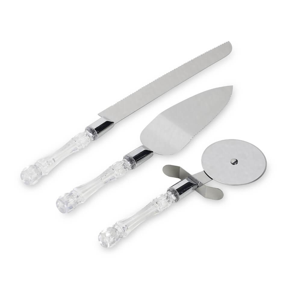 Kit Utensílios 3 Peças GO1488 na cor Inox, brinde personalizado Sky Brindes