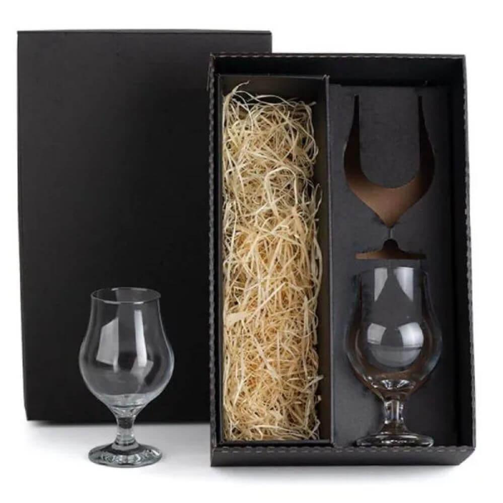 Kit Copos de Vidro 400ml GO1490 na cor Preto, brinde personalizado Sky Brindes