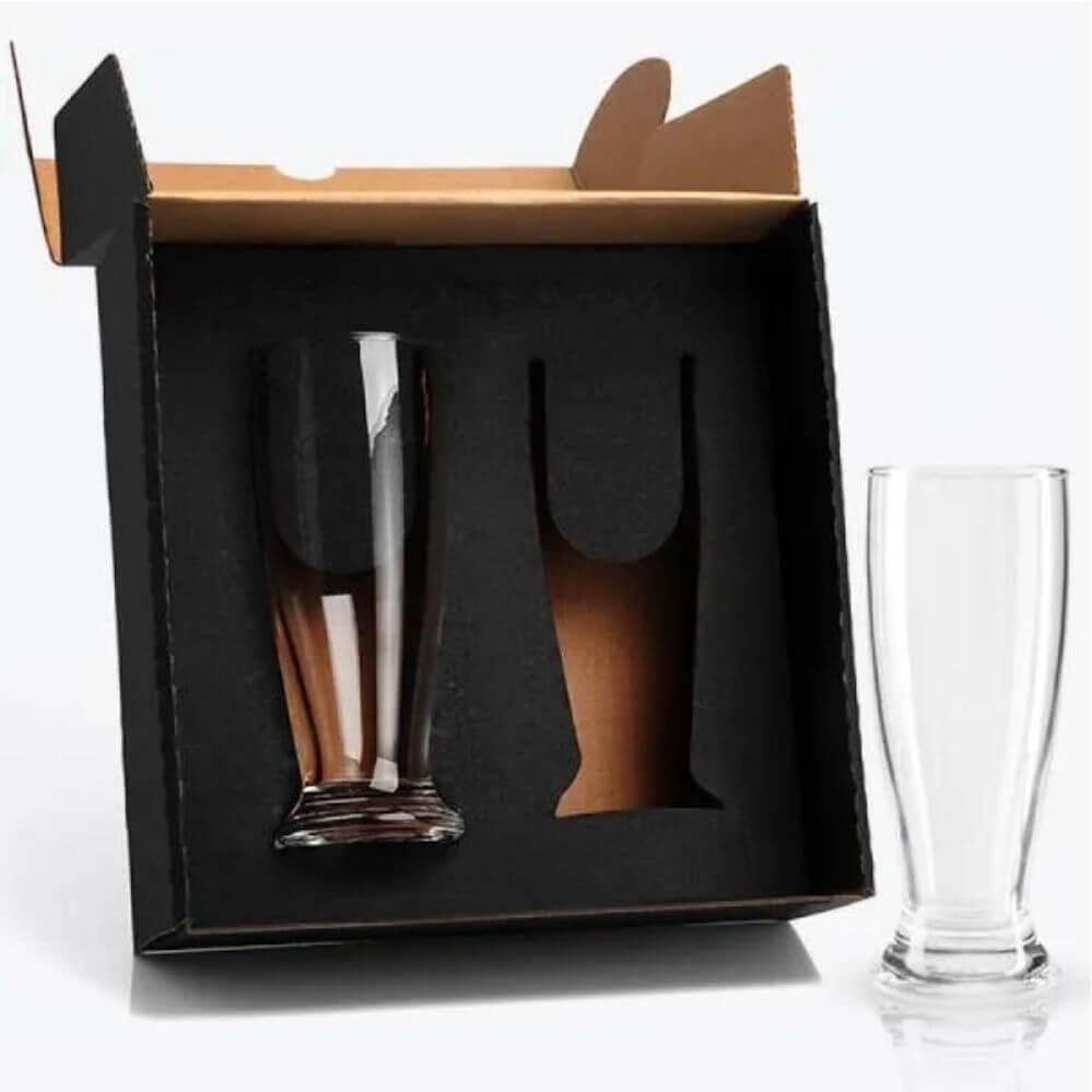 Kit Copos de Vidro 200ml GO1491 na cor Preto, brinde personalizado Sky Brindes