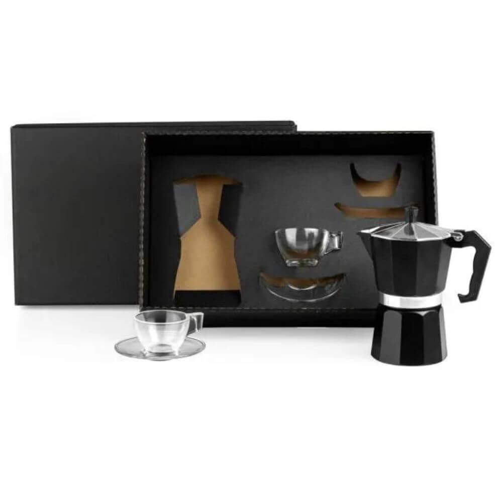 Kit para Café 5 Peças GO1492 na cor Preto, brinde personalizado Sky Brindes