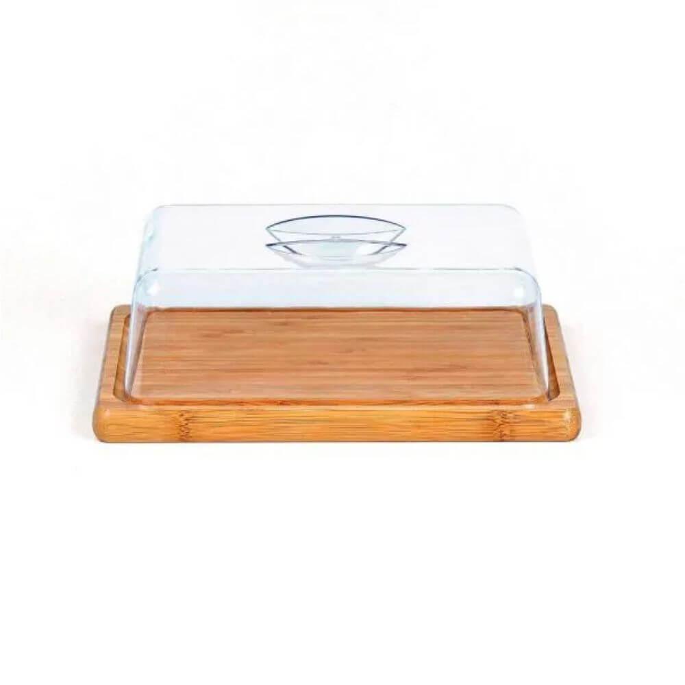 Porta Manteiga em Bambu GO1495 na cor Único, brinde personalizado Sky Brindes