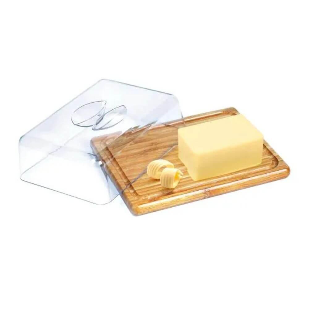 Porta Manteiga em Bambu GO1495 na cor Único, brinde personalizado Sky Brindes