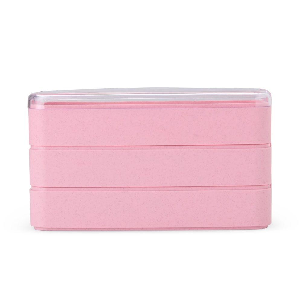 Marmita Ecológica 3 Divisórias GO1499 na cor Rosa, brinde personalizado Sky Brindes